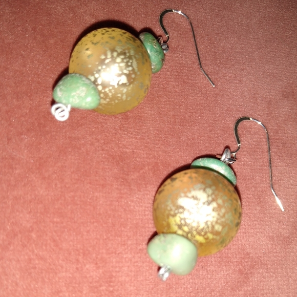 REAL 925 Solid Sterling Silver Wires Turquoise Gemstone Gem Stone Earrings New - Picture 4 of 6